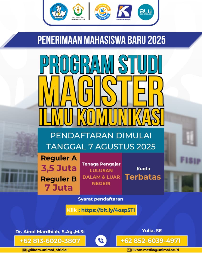 Kanan - UNIMAL Buka Pendaftaran Magister Ilmu Komunikasi 2025, Kuota Terbatas!